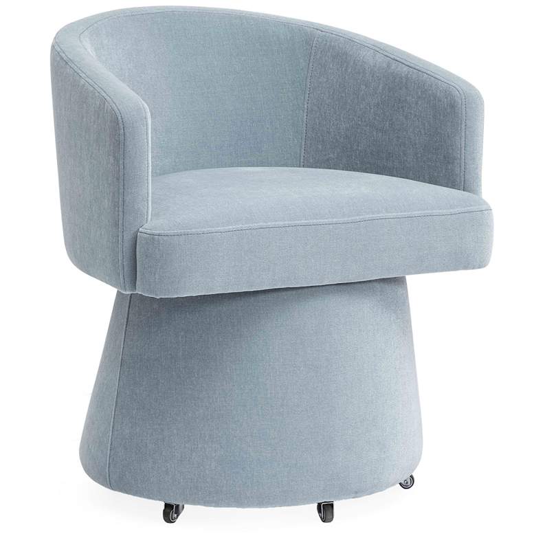 Image 1 Kristen Faded Blue Upcycled Chenille Rolling Desk Chair
