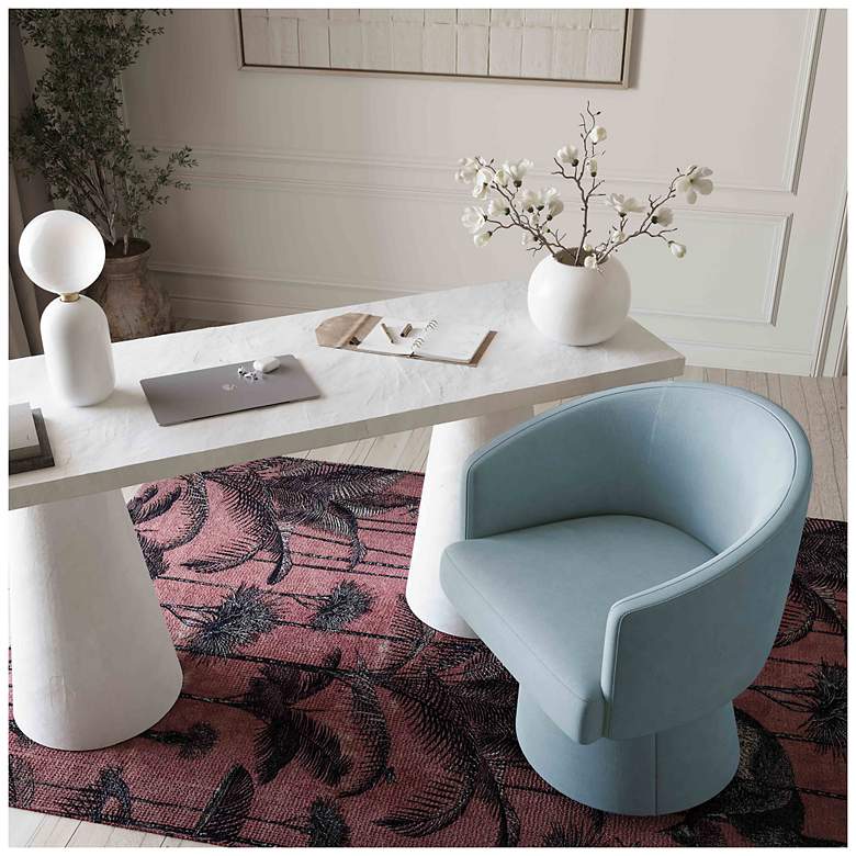 Image 4 Kristen Faded Blue Upcycled Chenille Rolling Desk Chair more views