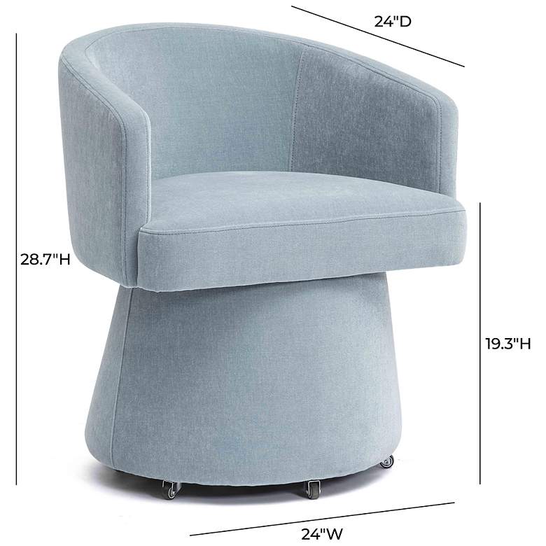 Image 5 Kristen Faded Blue Upcycled Chenille Rolling Desk Chair more views