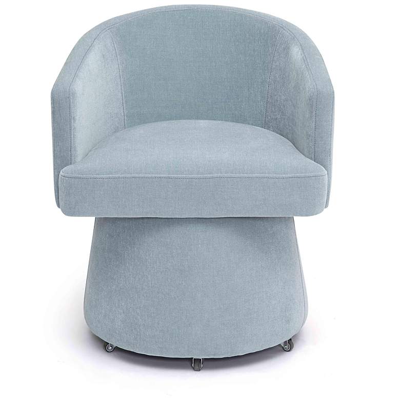 Image 6 Kristen Faded Blue Upcycled Chenille Rolling Desk Chair more views