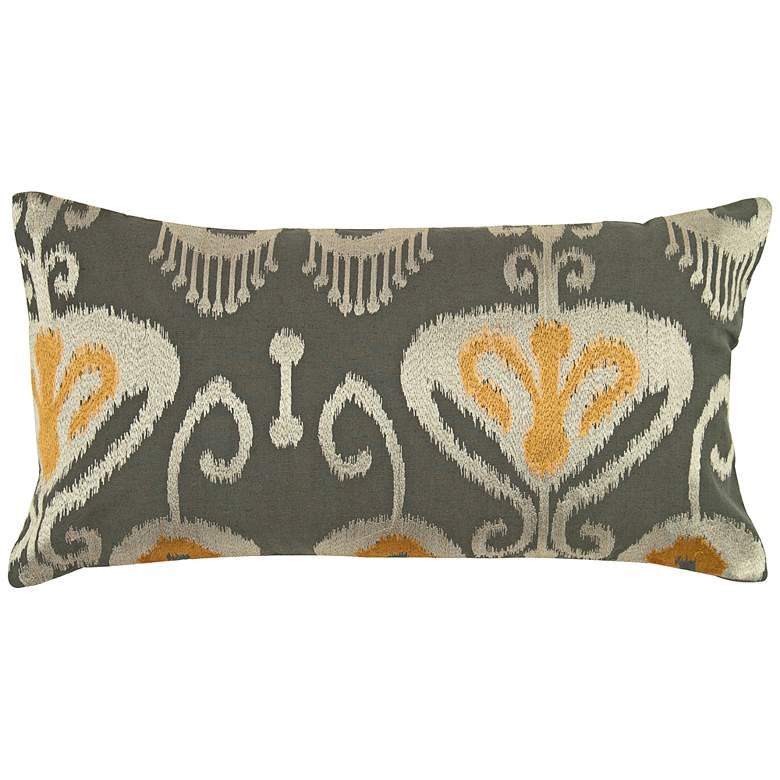 Image 1 Kristen Gray and Yellow Ikat 21 inch x 11 inch Throw Pillow