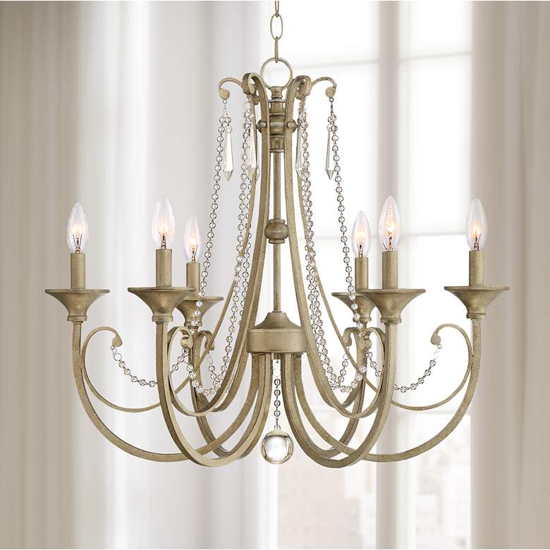 Image 1 Kristianne 26 1/2 inchW Soft Gold and Crystal 6-Light Chandelier