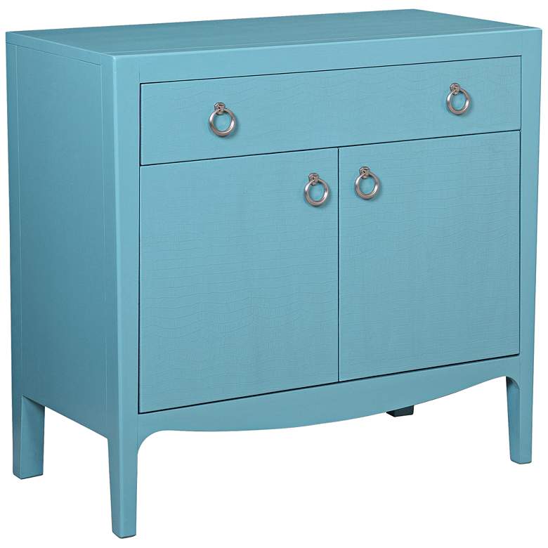 Image 1 Kristin Tiffany Blue Hardwood 1-Drawer Bar Cabinet