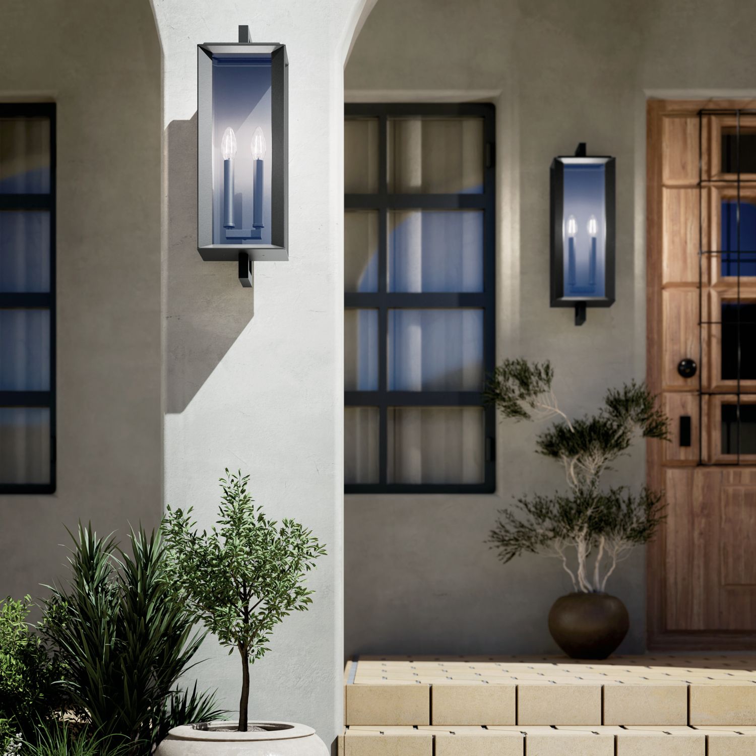 Kroft 28 inch 2 Light Outdoor Wall Light in Textured Black