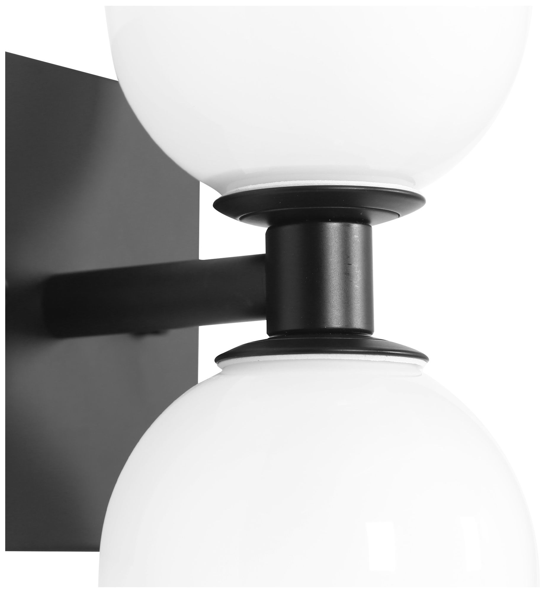 Image 3 Kryos Modern Black 12.2" 2-Light Wall Sconce Opal White Glass Dome Shade more views