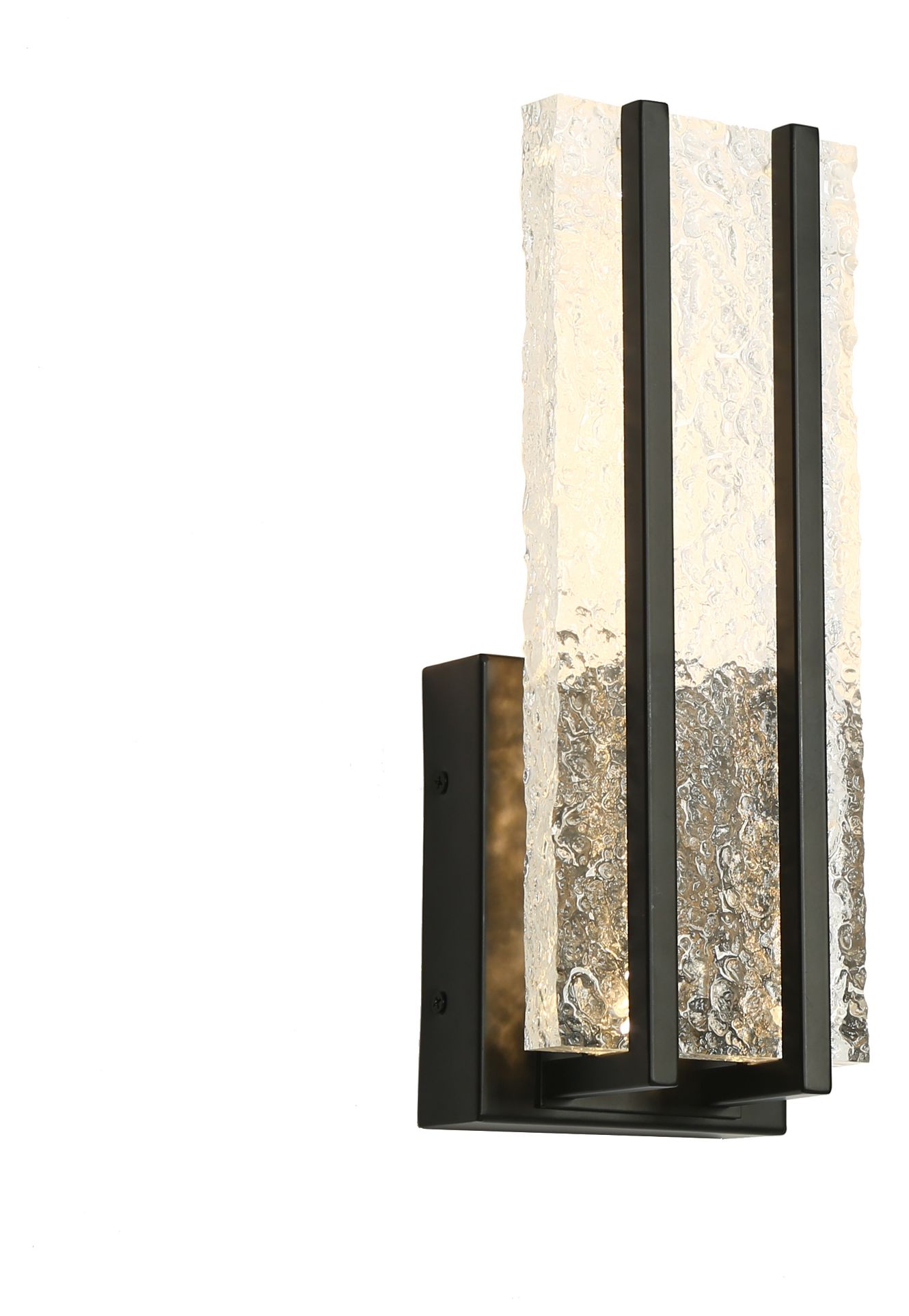 Kryos Modern Black 12.6" Integrated LED Sconce Ripple Clear Acrylic Shade