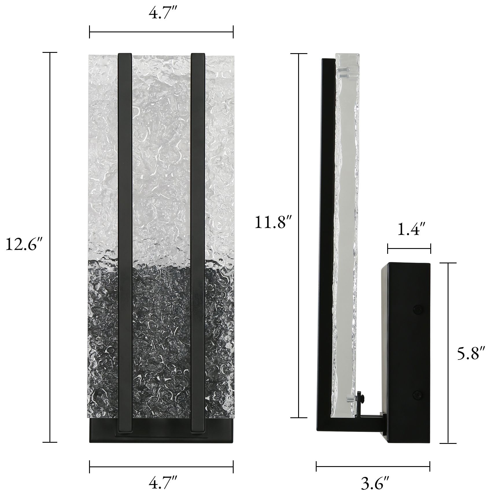 Image 2 Kryos Modern Black 12.6" Integrated LED Sconce Ripple Clear Acrylic Shade more views