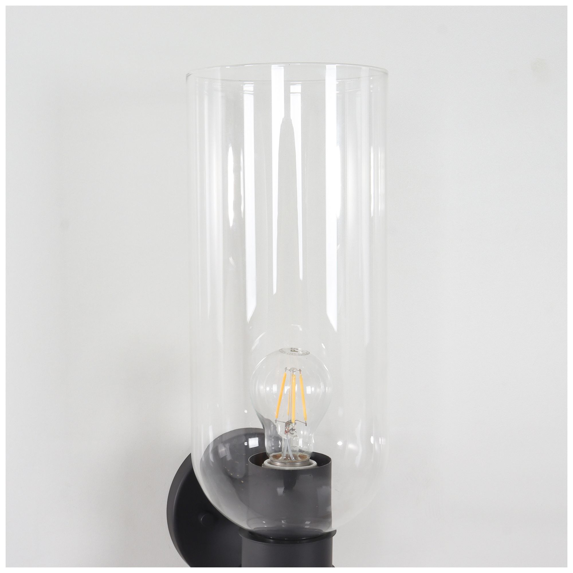 Image 3 Kryos Modern Black 24.7" 2-Light Wall Sconce with Clear Cylindrical Glass more views
