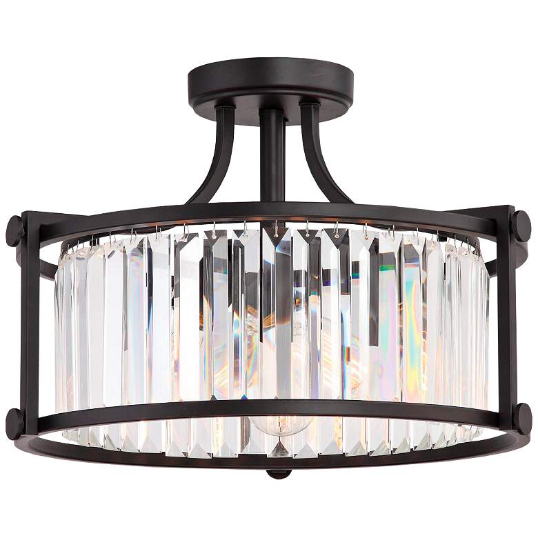 Image 1 Krys 17 3/4 inchW Aged Bronze Crystal 3-Light Ceiling Light