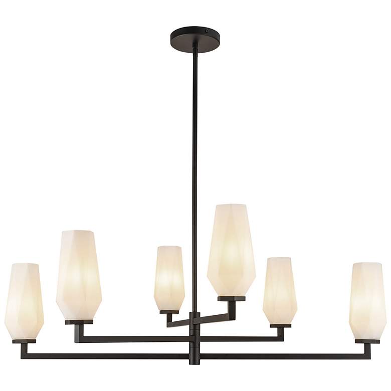 Image 1 Krysta 35 1/4" Wide Matte Black 6-Light Tiered Chandelier