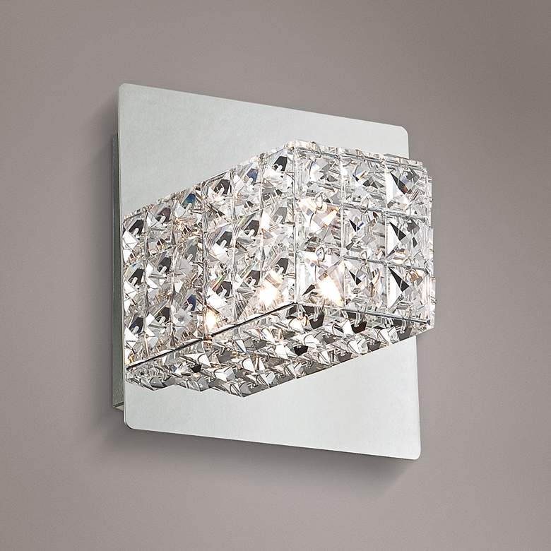 Image 1 Krystle Chrome 6 inch High Square Crystal Wall Sconce