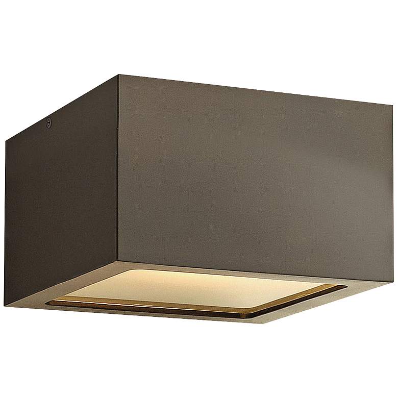 Image 1 Kube 6" Wide Bronze Rectangular LED Outdoor Ceiling Light