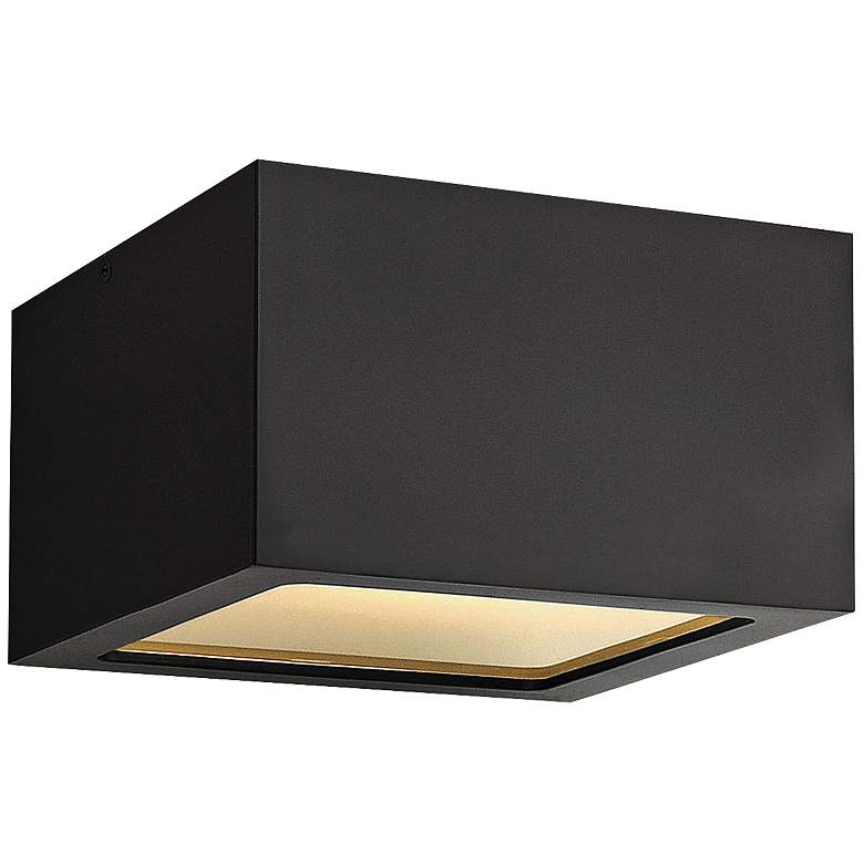 Image 1 Kube 6 inchW Satin Black Rectangular LED Outdoor Ceiling Light