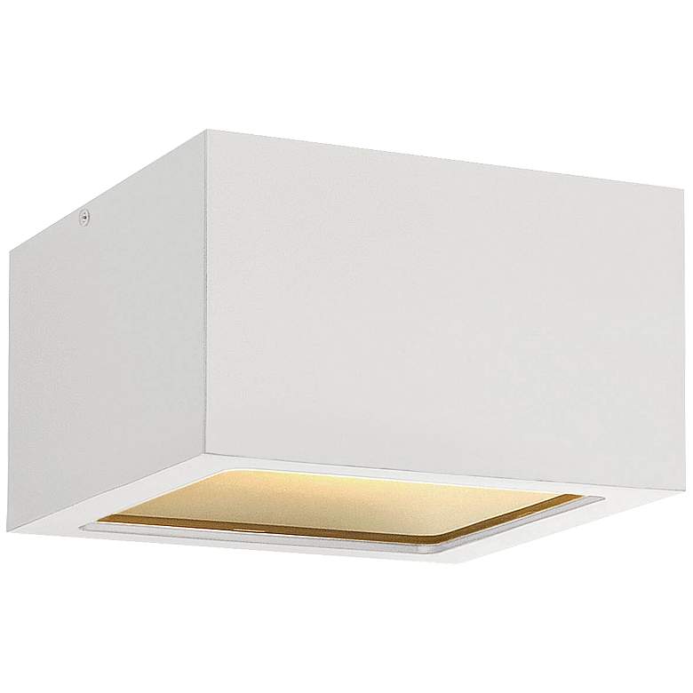 Image 1 Kube 6"W Satin White Rectangular LED Outdoor Ceiling Light