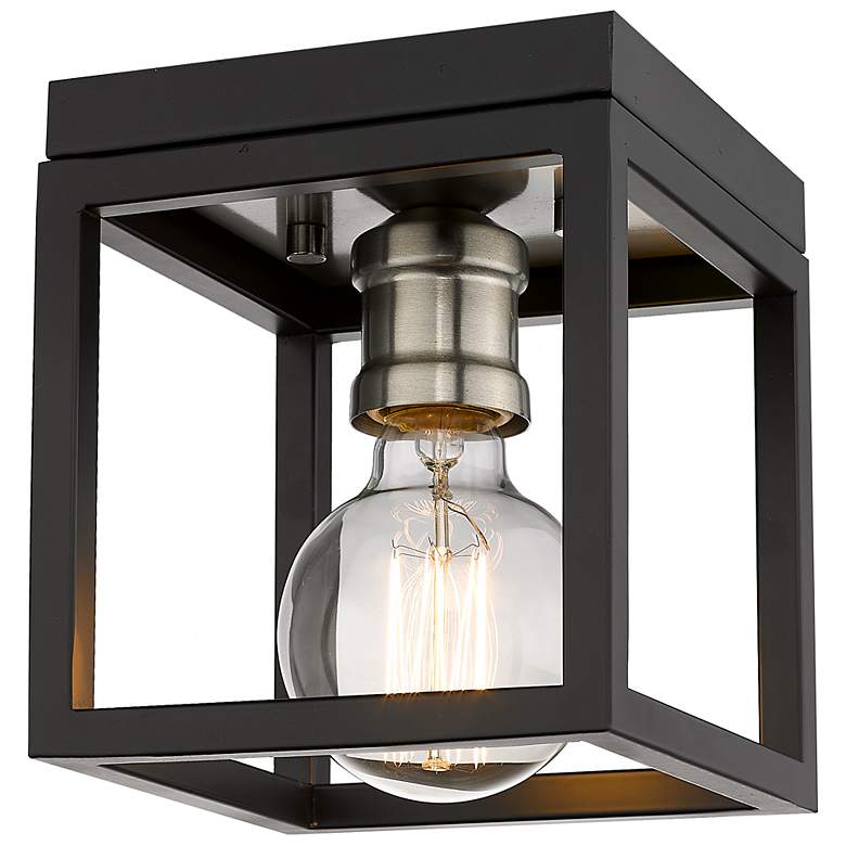 Image 1 Kube by Z-Lite Matte Black + Brushed Nickel 1 Light Flush Mount