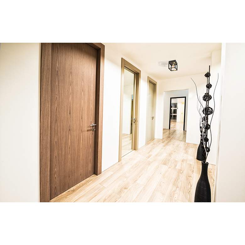 Image 3 Kube by Z-Lite Matte Black + Brushed Nickel 1 Light Flush Mount more views