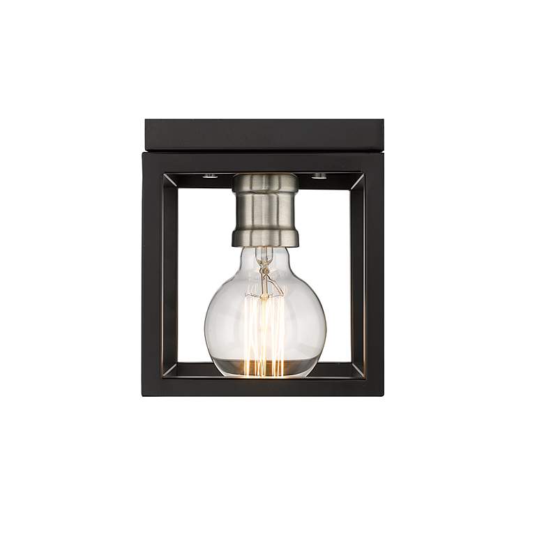 Image 4 Kube by Z-Lite Matte Black + Brushed Nickel 1 Light Flush Mount more views