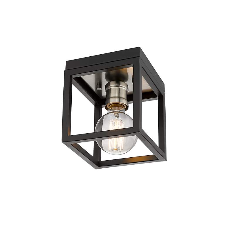 Image 5 Kube by Z-Lite Matte Black + Brushed Nickel 1 Light Flush Mount more views