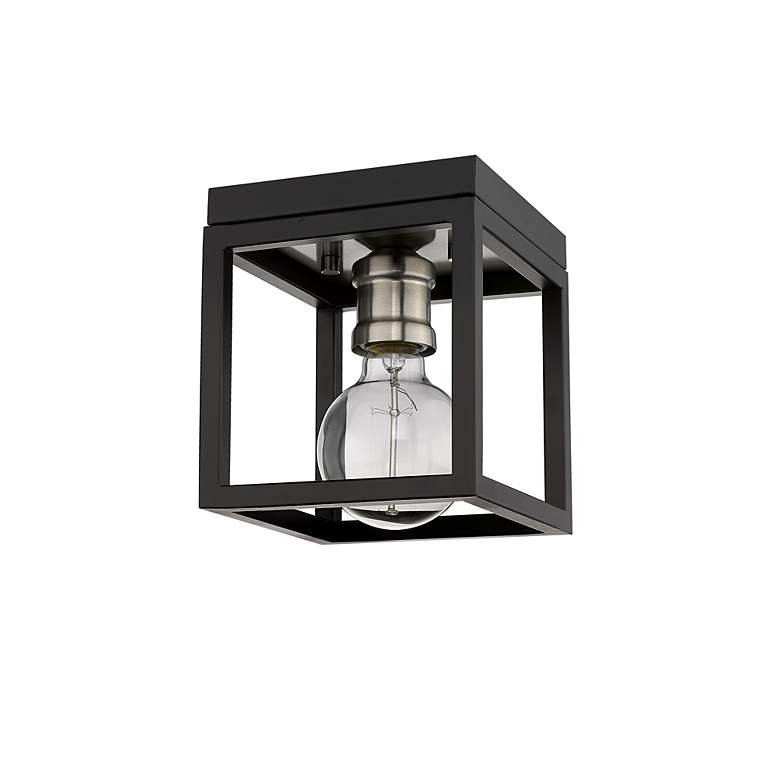 Image 7 Kube by Z-Lite Matte Black + Brushed Nickel 1 Light Flush Mount more views