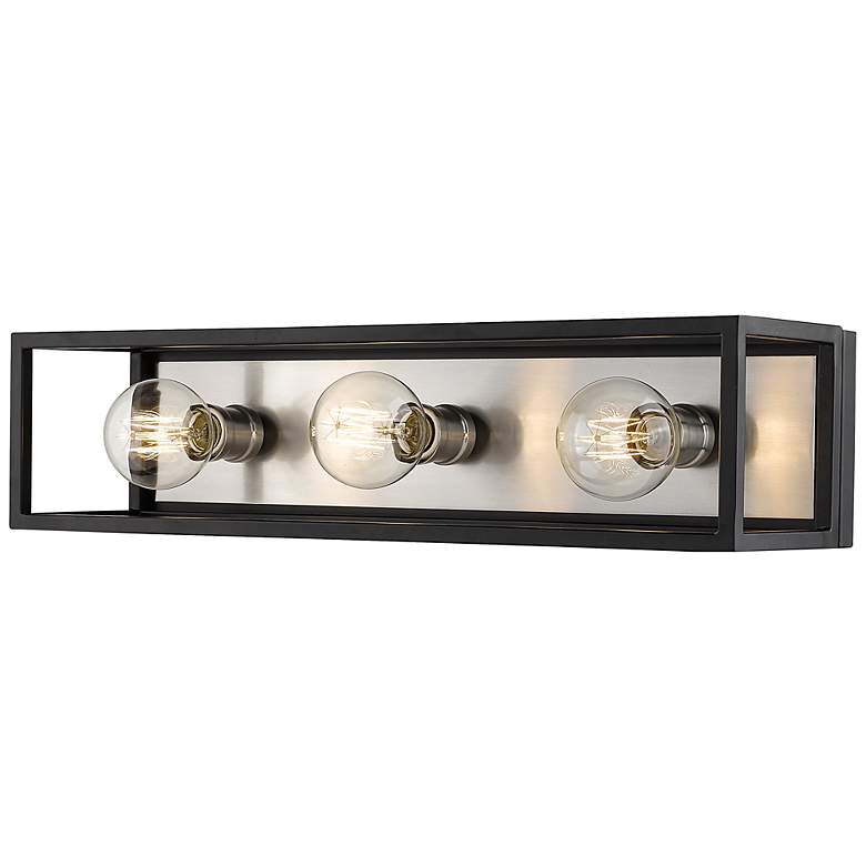 Image 1 Kube by Z-Lite Matte Black + Brushed Nickel 3 Light Vanity