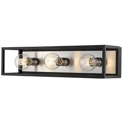 Kube by Z-Lite Matte Black + Brushed Nickel 3 Light Vanity