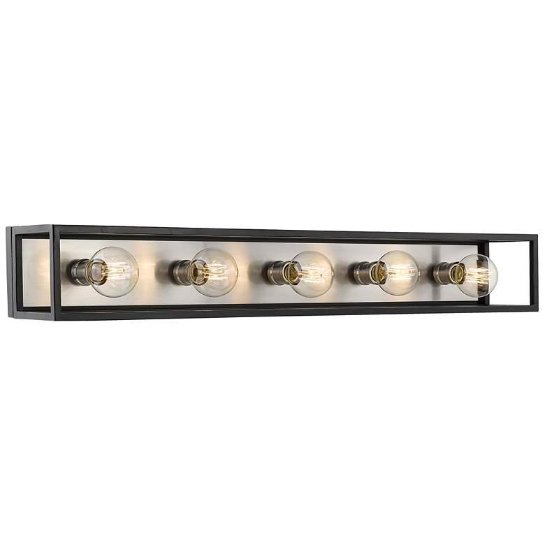 Image 1 Kube by Z-Lite Matte Black + Brushed Nickel 5 Light Vanity