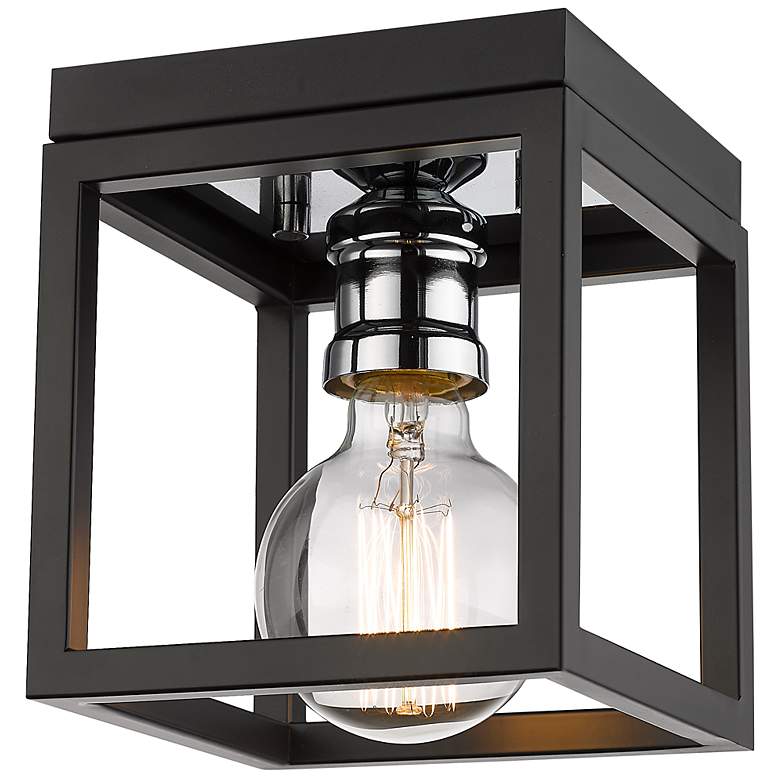 Image 1 Kube by Z-Lite Matte Black + Chrome 1 Light Flush Mount