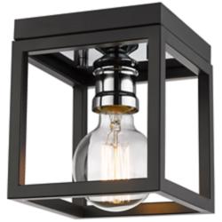 Kube by Z-Lite Matte Black + Chrome 1 Light Flush Mount