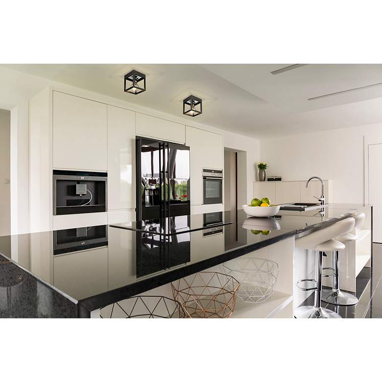 Image 2 Kube by Z-Lite Matte Black + Chrome 1 Light Flush Mount more views