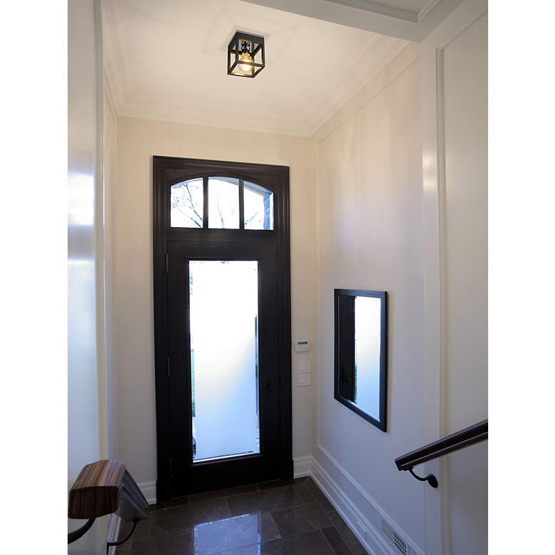 Image 3 Kube by Z-Lite Matte Black + Chrome 1 Light Flush Mount more views