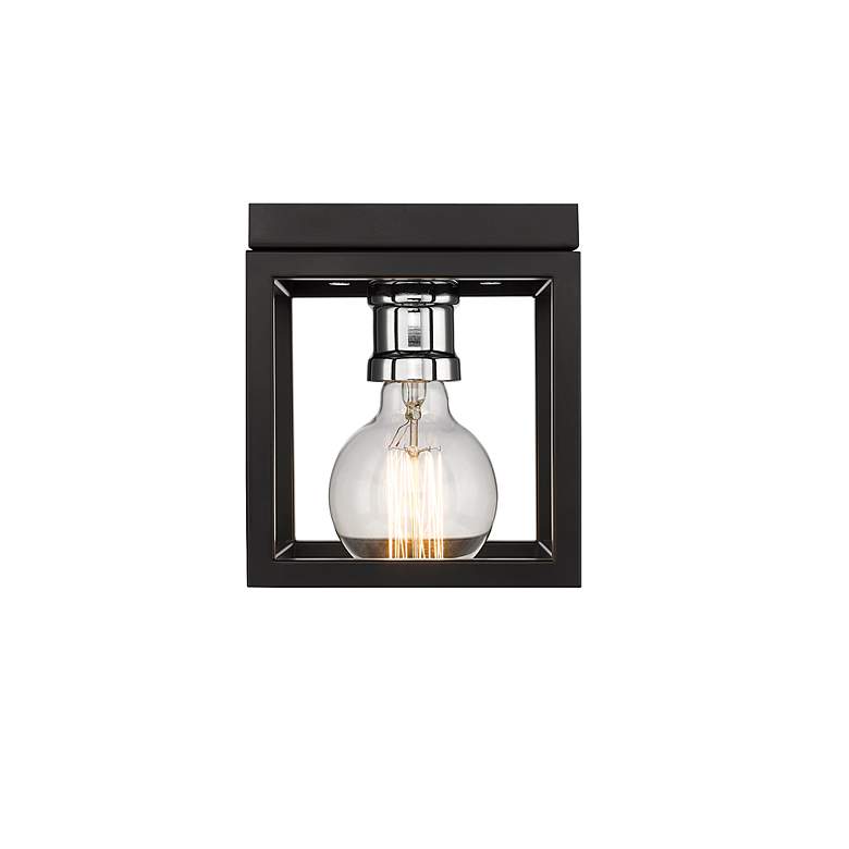Image 4 Kube by Z-Lite Matte Black + Chrome 1 Light Flush Mount more views