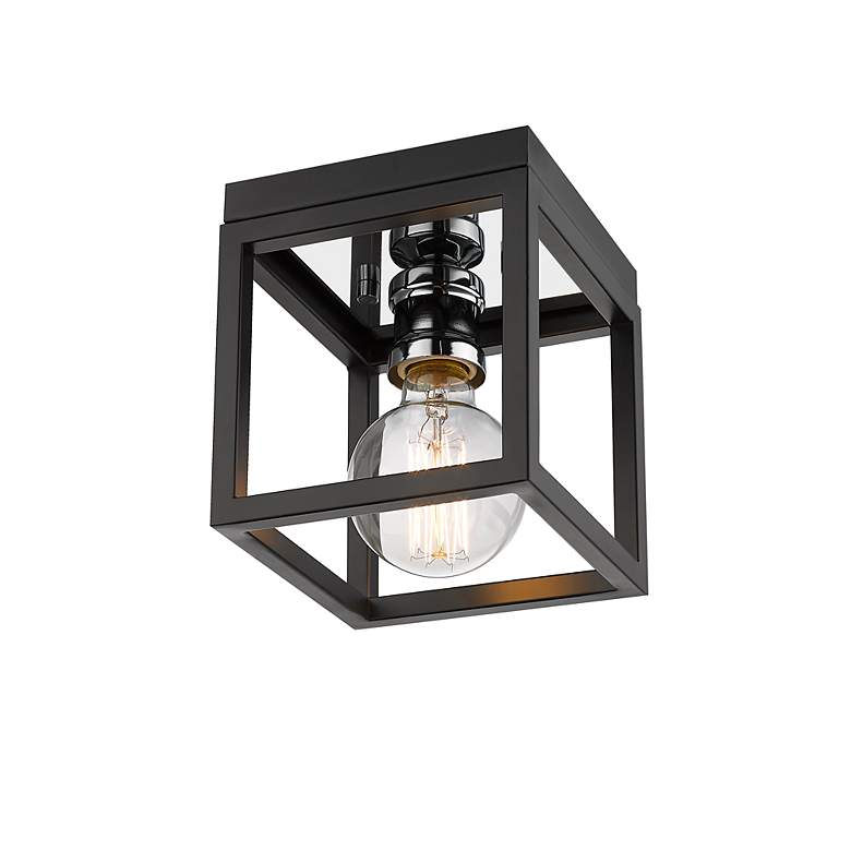 Image 5 Kube by Z-Lite Matte Black + Chrome 1 Light Flush Mount more views