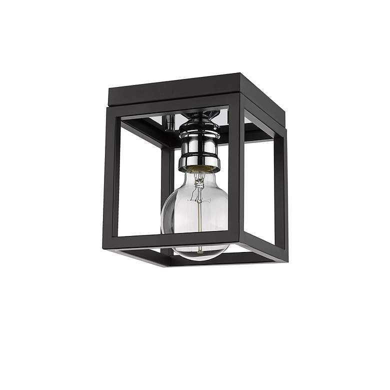 Image 7 Kube by Z-Lite Matte Black + Chrome 1 Light Flush Mount more views