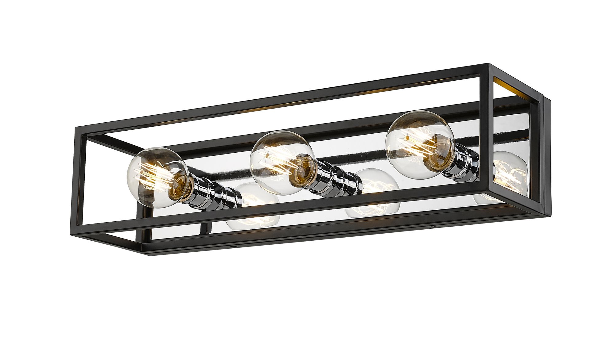 Image 3 Kube by Z-Lite Matte Black + Chrome 6.5 inch 3 Light Vanity more views