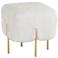 Kube Faux Fur White Square Ottoman With Gold Legs