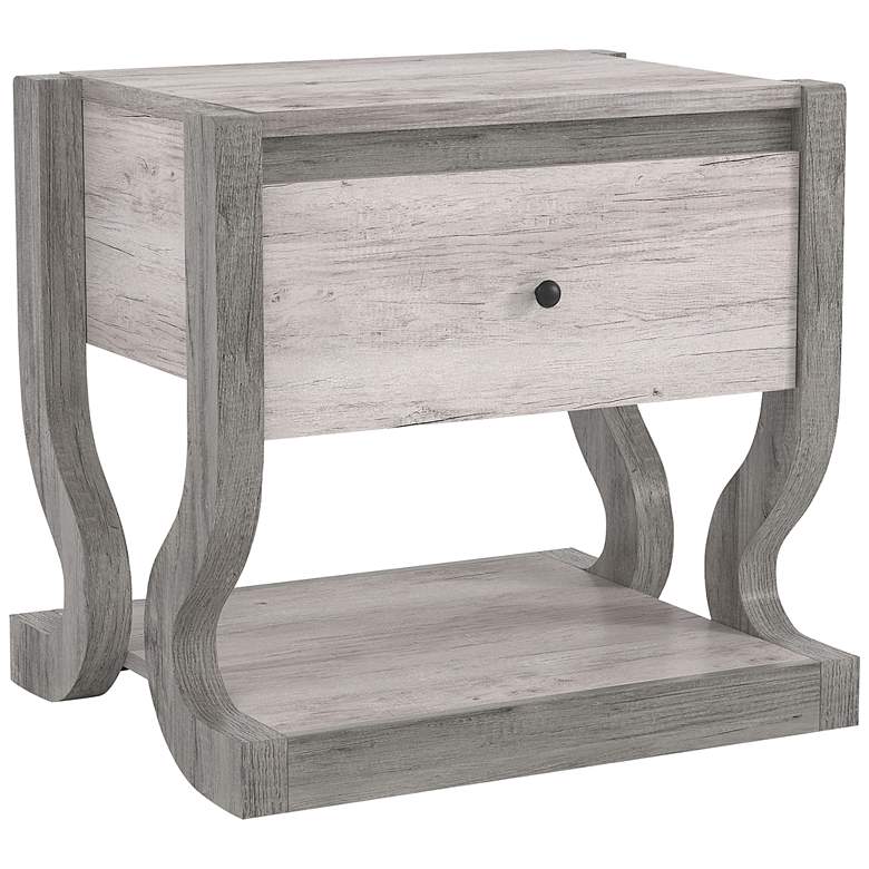 Image 2 Kuiper 23" Wide Coastal White Wood 1-Drawer End Table