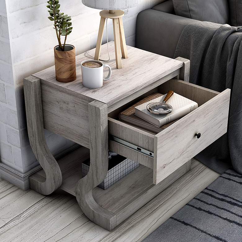 Image 1 Kuiper 23" Wide Coastal White Wood 1-Drawer End Table
