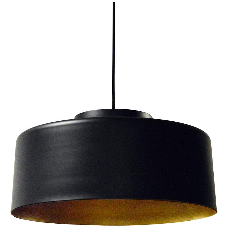 Image 2 Kup 19 3/4" Wide Painted Black and Gold Drum Pendant Light
