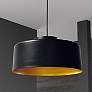 1_Kup 19 3/4" Wide Painted Black and Gold Drum Pendant Light