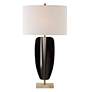 2_Kure 30 1/4" Black Metal with Travertine Bae Table Lamp