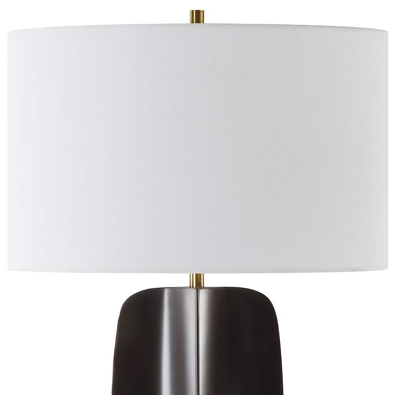 Image 5 Kure 30 1/4" Black Metal with Travertine Bae Table Lamp more views