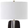 5_Kure 30 1/4" Black Metal with Travertine Bae Table Lamp more views