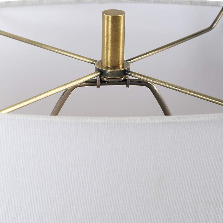 Image 6 Kure 30 1/4" Black Metal with Travertine Bae Table Lamp more views