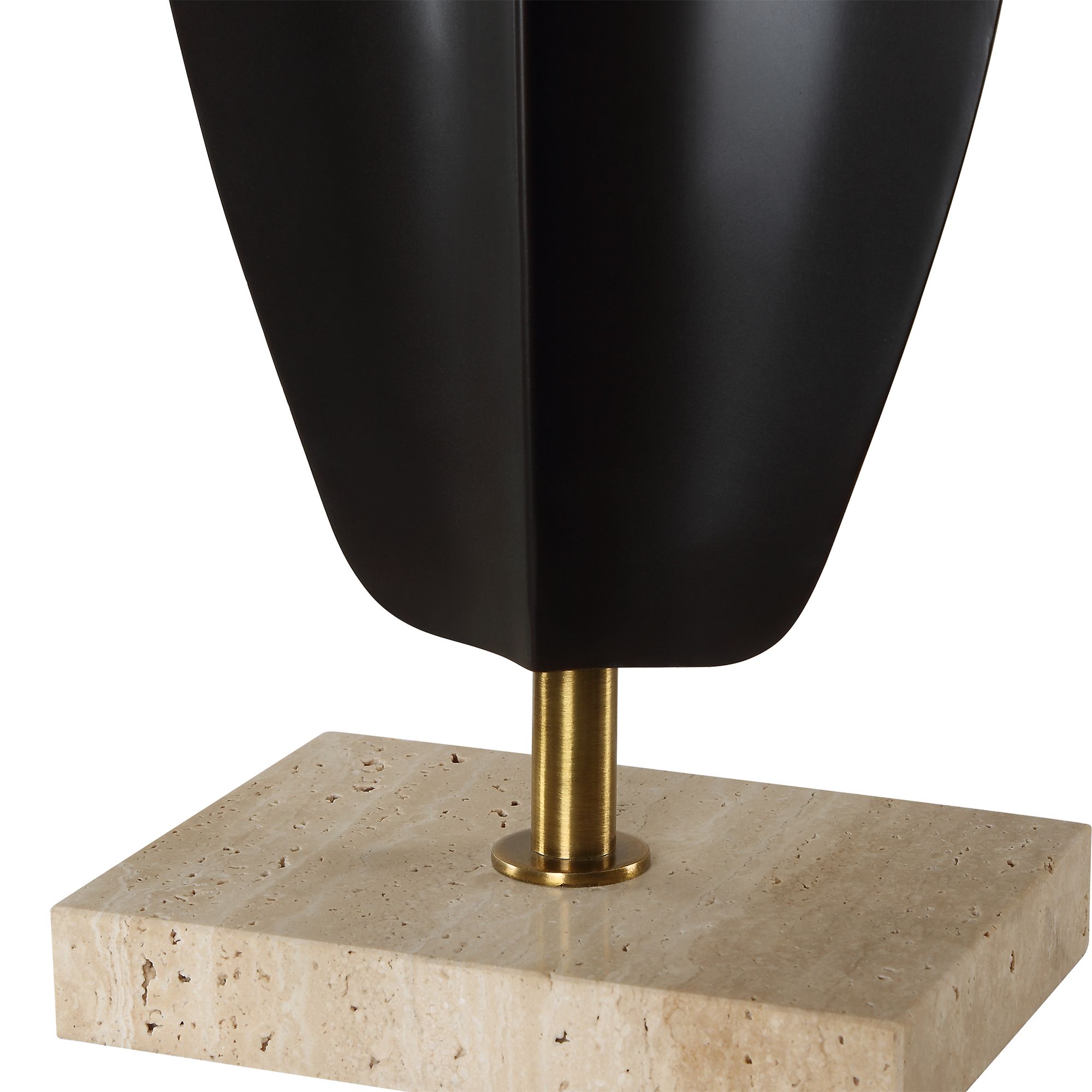 Kure 30 1/4" Black Metal with Travertine Bae Table Lamp