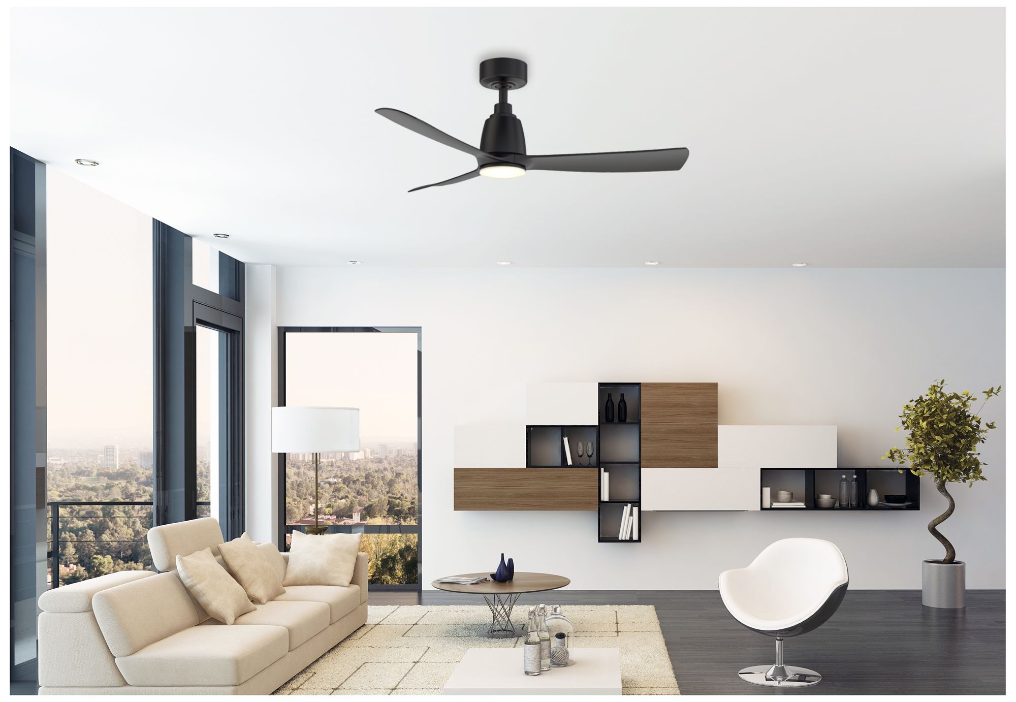 Kute 44 in In/Out Smart Fan w/ LED CCT Lt Kit - Black Blades