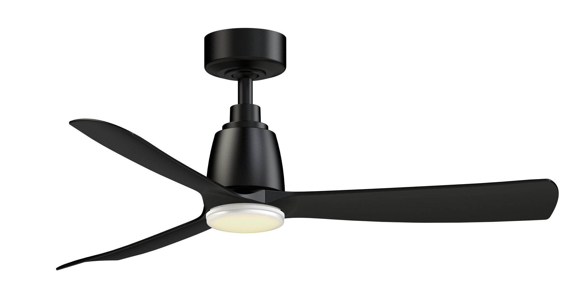 Kute 44 in In/Out Smart Fan w/ Matte White LED CCT Lt Kit - Black Blades