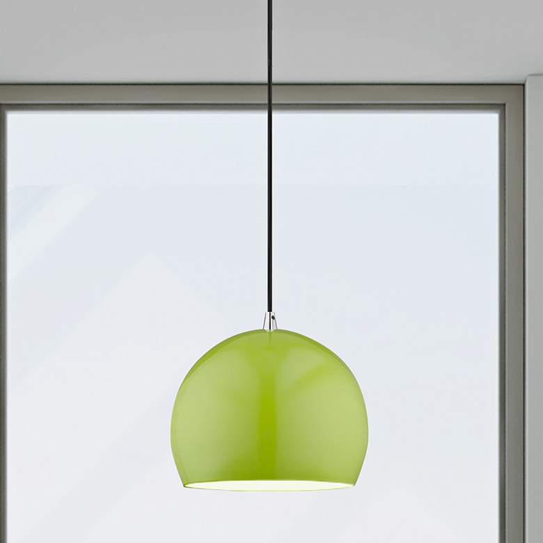 Image 2 Kutler 10" Wide Shiny Apple Green Mini Pendant