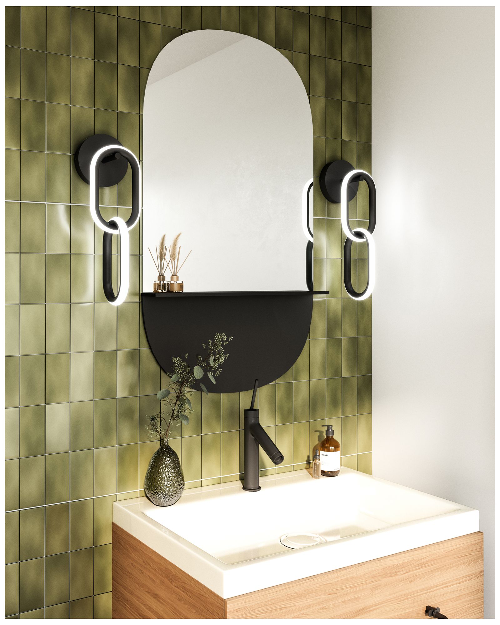 Image 3 Kuzco Airen LED 17-in Black Wall Sconce more views