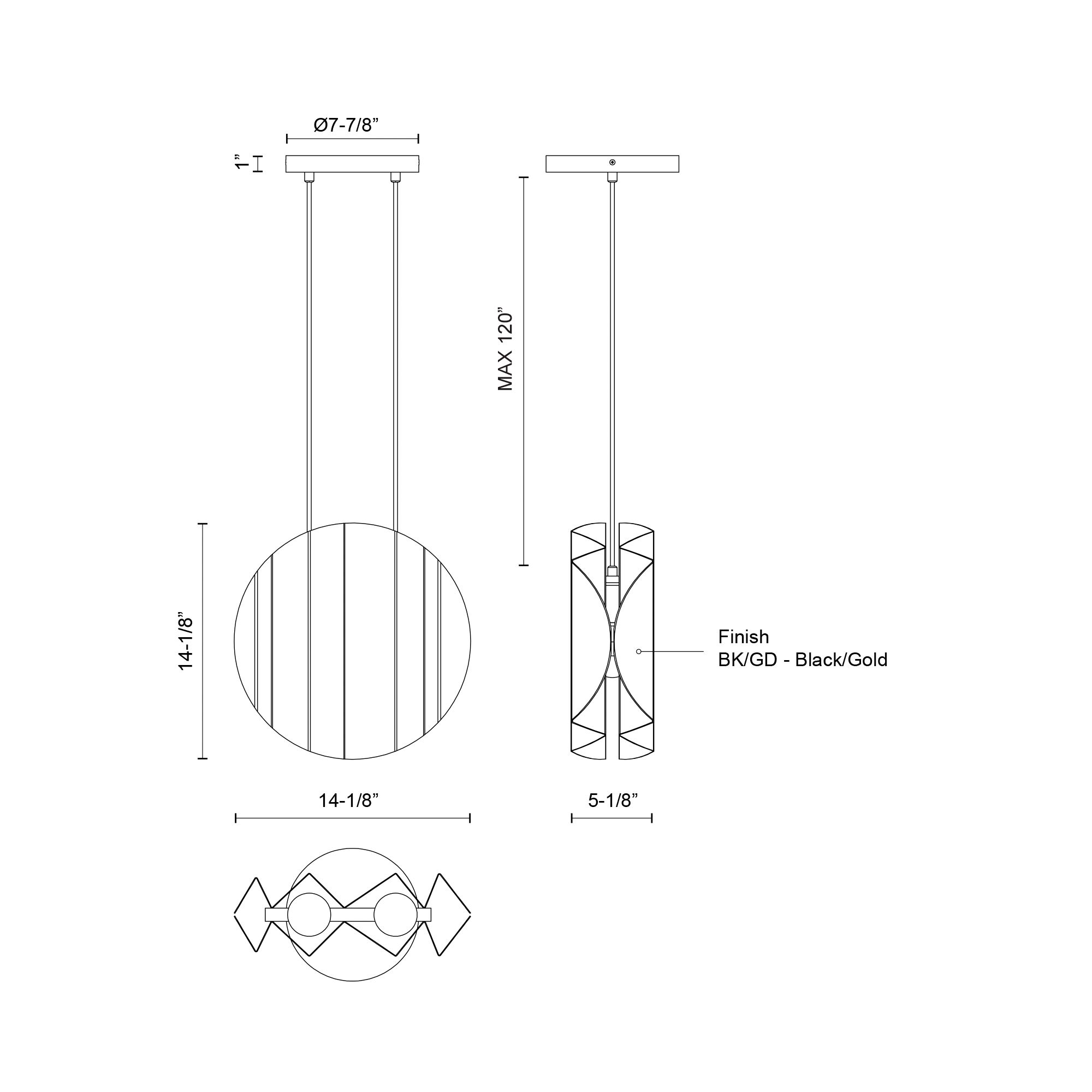 Image 4 Kuzco Akira E26 14-in Black/Gold Pendant more views