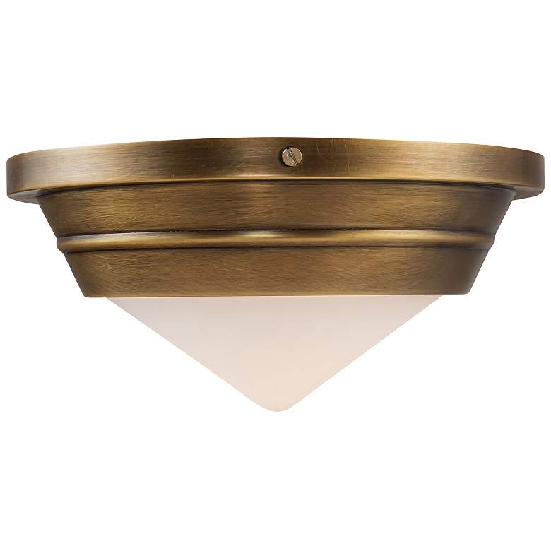 Image 1 Kuzco Alora Willard 10" Vintage Brass Opal Matte Glass Flush Mount